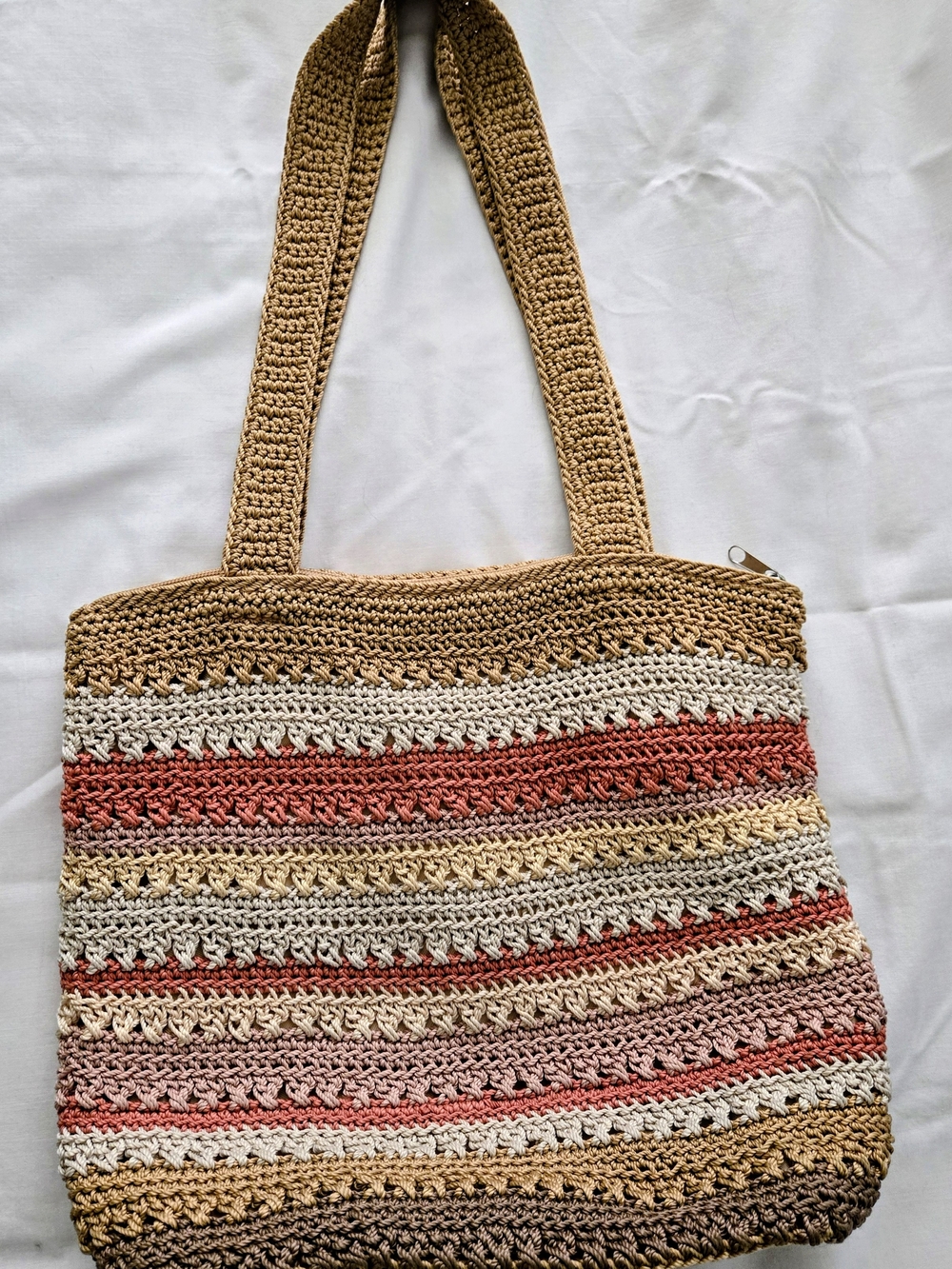 The Sak Riviera Crochet Tote Bag Bohemian Stripe Boho Tassel - Picture 2 of 9